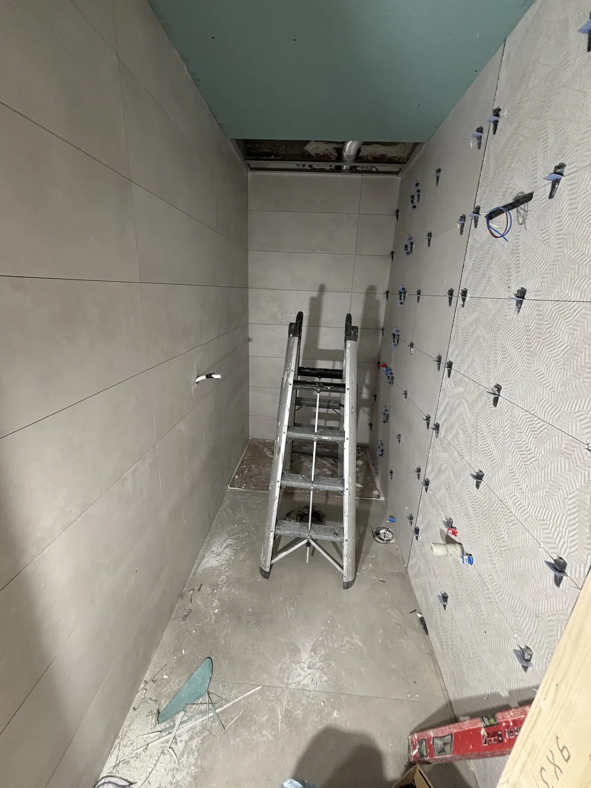 Avance de creación del baño durante la fase de preparación